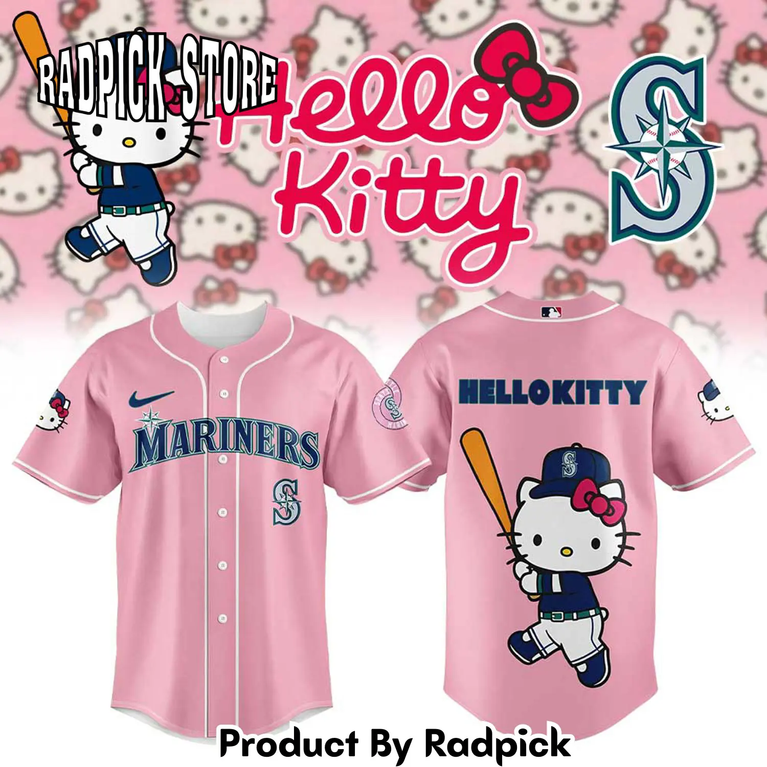 Radpick seattle mariners hello kitty limited pink baseball jersey rp127116